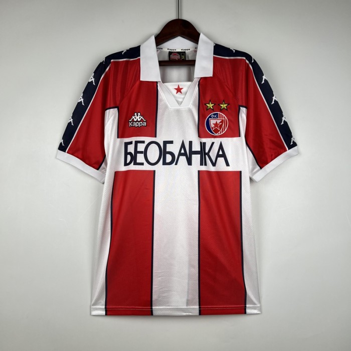 Retro 95/97 Red Star Belgrade Home Red White Jersey Kit Short Sleeve-3806945