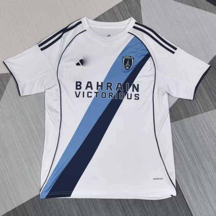 25/26 Paris FC Away White Blue Jersey Kit Short Sleeve-9989285