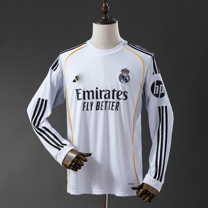 25/26 Real Madrid Home White Jersey Version Long Sleeve-4403798