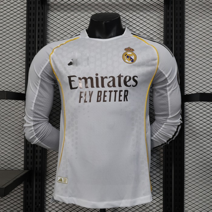 25/26 Real Madrid Home White Jersey Version Long Sleeve (Player Version)-4642058