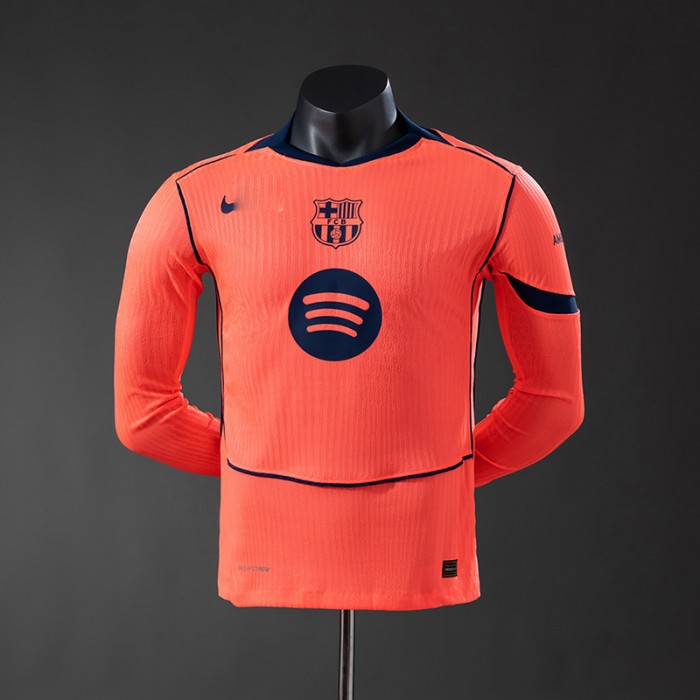 25/26 Barcelona Third Away Orange Jersey Version Long Sleeve (Player Version)-9694109
