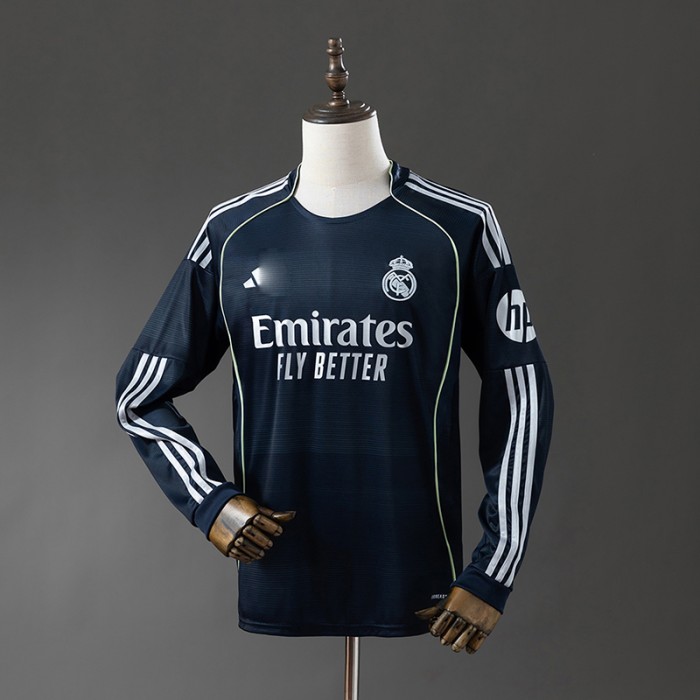 25/26 Real Madrid Away Navy Blue Jersey Version Long Sleeve-4114903