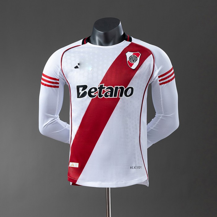 25/26 Club Atletico River Plate Home White Red Jersey Version Long Sleeve (Player Version)-8581623