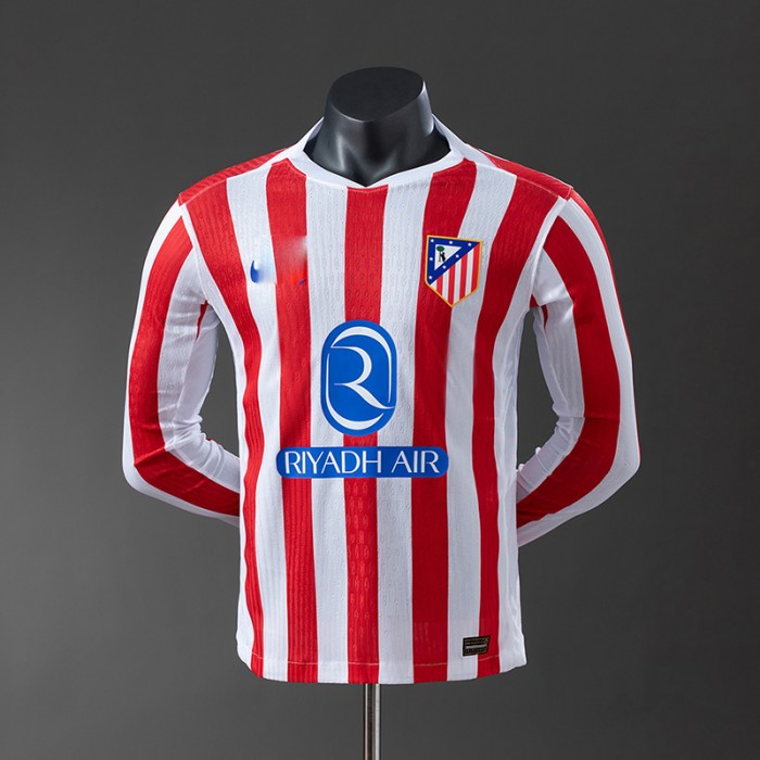 25/26 Atletico Madrid Home White Red Jersey Version Long Sleeve (Player Version)-5248640