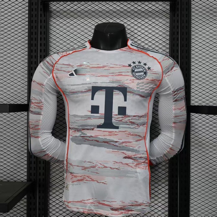 25/26 Bayern Munich Away White Gray Jersey Version Long Sleeve (Player Version)-9975914