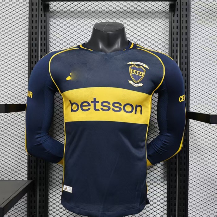 25/26 Boca Juniors Home Navy Blue Yellow Jersey Version Long Sleeve (Player Version)-1293075