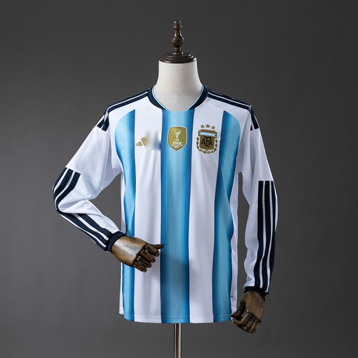 2026 World Cup Argentina Home White Blue Jersey Version Long Sleeve-6450893