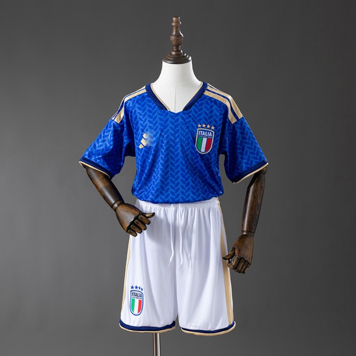 2026 World Cup Italy Home Blue Kids Jersey Version Short Sleeve (Shirt + Short)-1439422