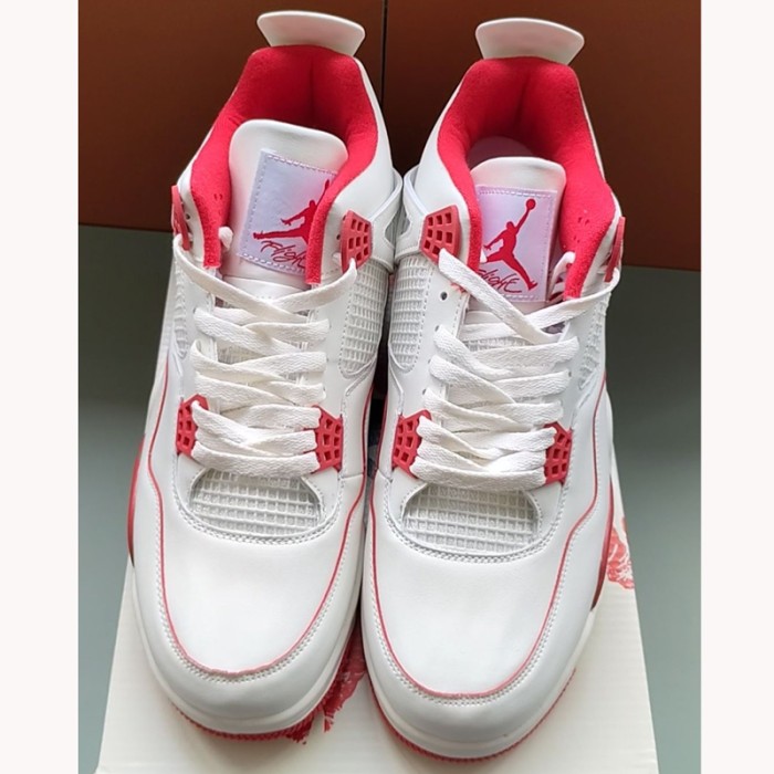 Air Jordan 4 AJ4 High Running Shoes-White/Red-5358050