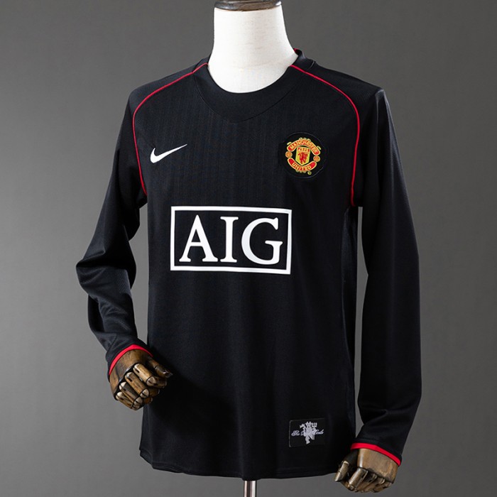 Retro 07/08 Manchester United M-U Black Jersey Version Long Sleeve-2358260