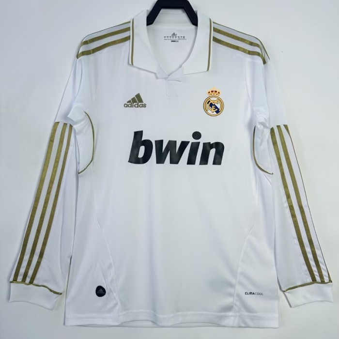 Retro 11/12 Real Madrid Home White Jersey Version Long Sleeve-9565696
