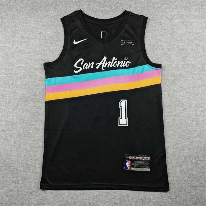 San Antonio Spurs WEMBANYAMA #1 Black NBA Jersey-1926467
