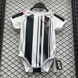 25/26 Baby Juventus Home White Black Baby Jersey Version Short Sleeve-3168848