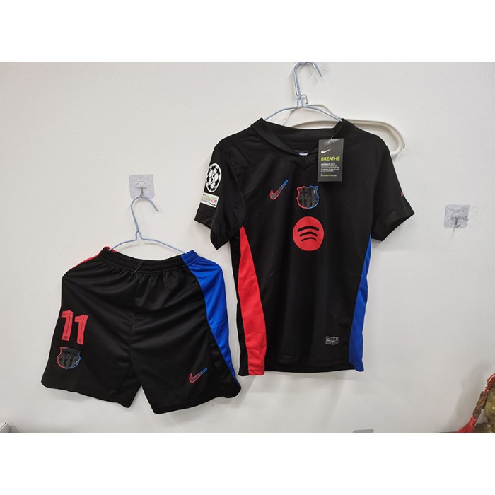 STOCK CLEARANCE [SIZE 26] 24/25 Barcelona Away Kids Black Jersey Version Short Sleeve (Shirt+Short)-8071833