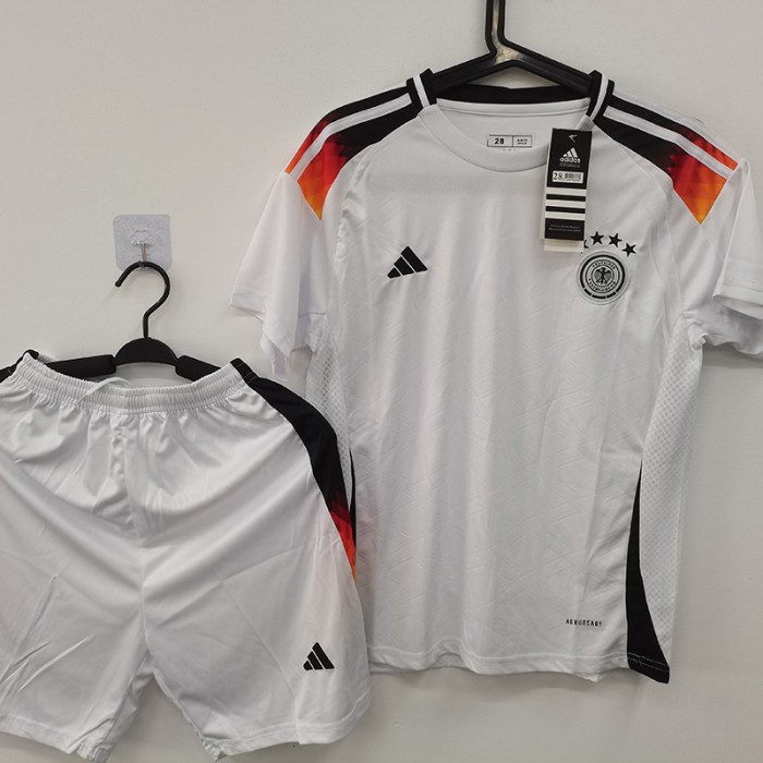 STOCK CLEARANCE [SIZE 28] 2024 Kids Germany Home Kids White Jersey Kit Short Sleeve (Shirt + Short)-4252156