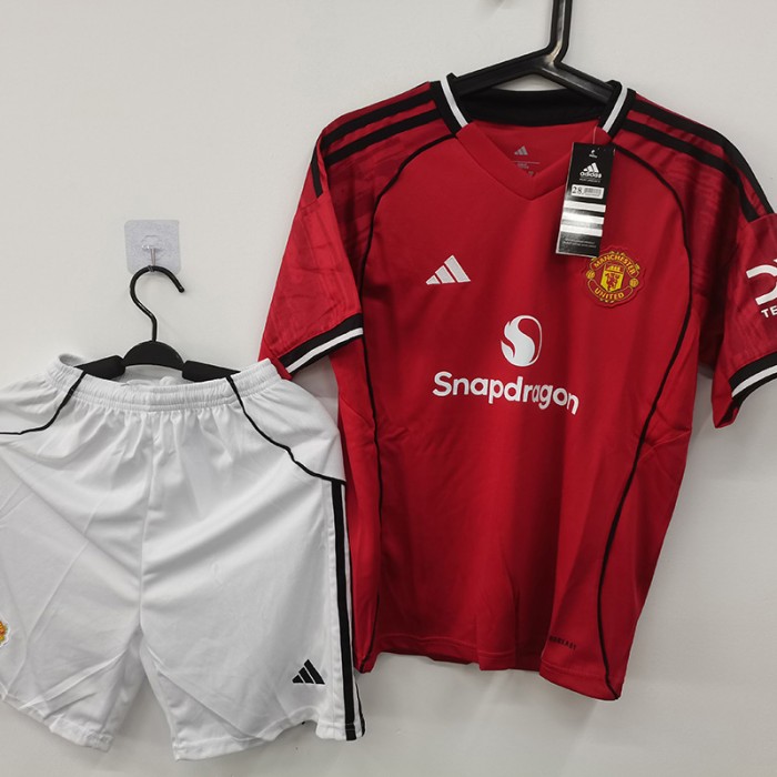 STOCK CLEARANCE [SIZE 28] 25/26 Kids Manchester United M-U Home Red Kids Jersey Kit Short Sleeve (Shirt + Short)-3442389
